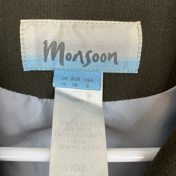 4/25$ MONSOON Green Toned Grey Structured Collared Button Up Blazer - Picture 3 of 5